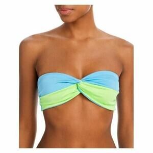 Peixoto Women Two-Tone Stretch Bikini Swim Top Blue/Lime Size S